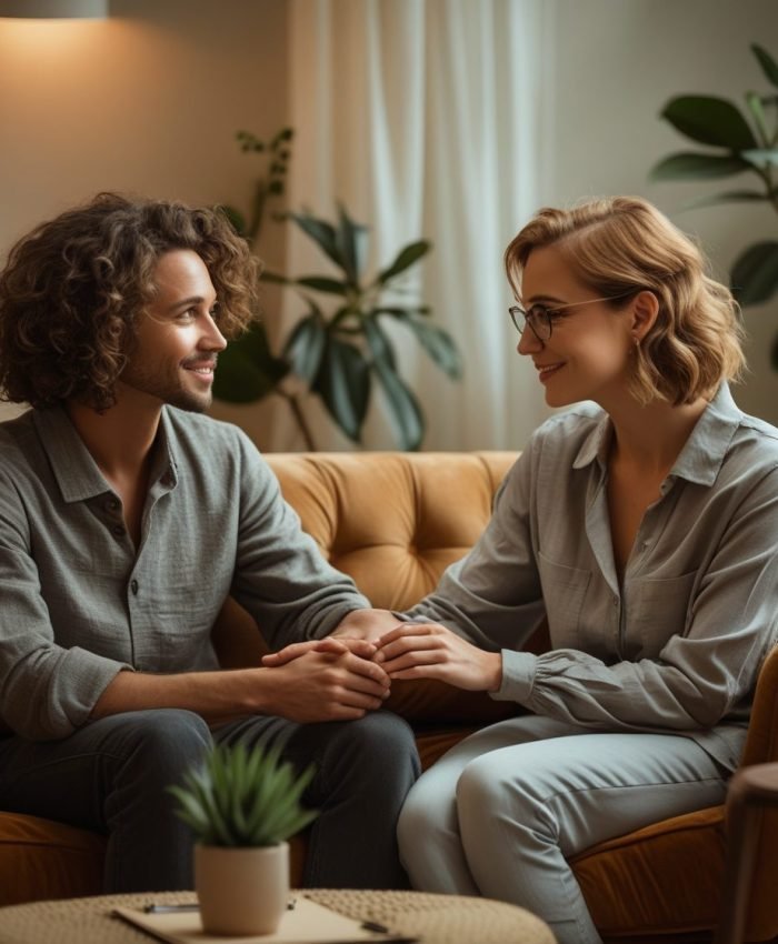 Paar in der ersten Sitzung einer Paartherapie